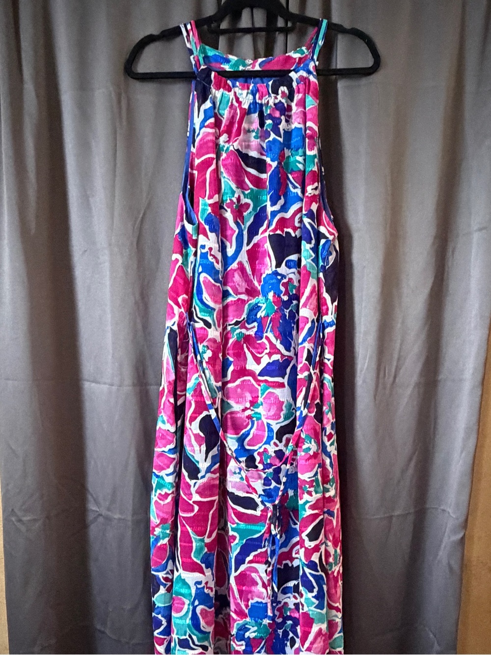 Maggy London Sleeveless Floral Maxi Dress in Pink & Blue